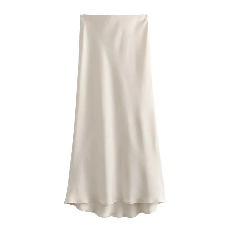 Woman 2025 Satin Skirt Women High Waist Long Skirts for Women Summer Black Midi Skirt Woman Office Elegant Women'S Skirts