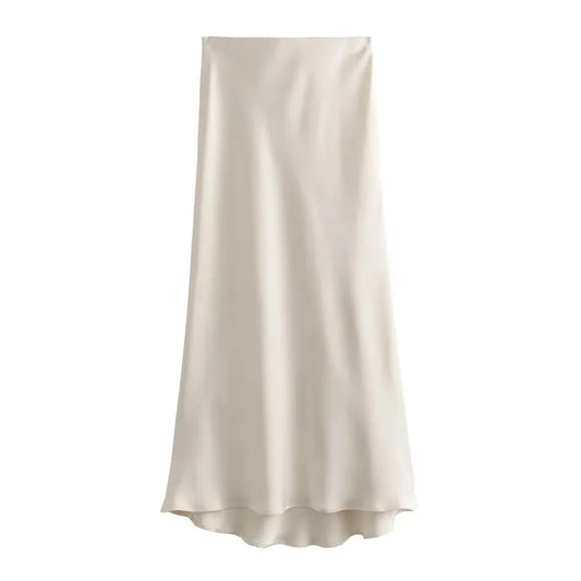 Woman 2025 Satin Skirt Women High Waist Long Skirts for Women Summer Black Midi Skirt Woman Office Elegant Women'S Skirts
